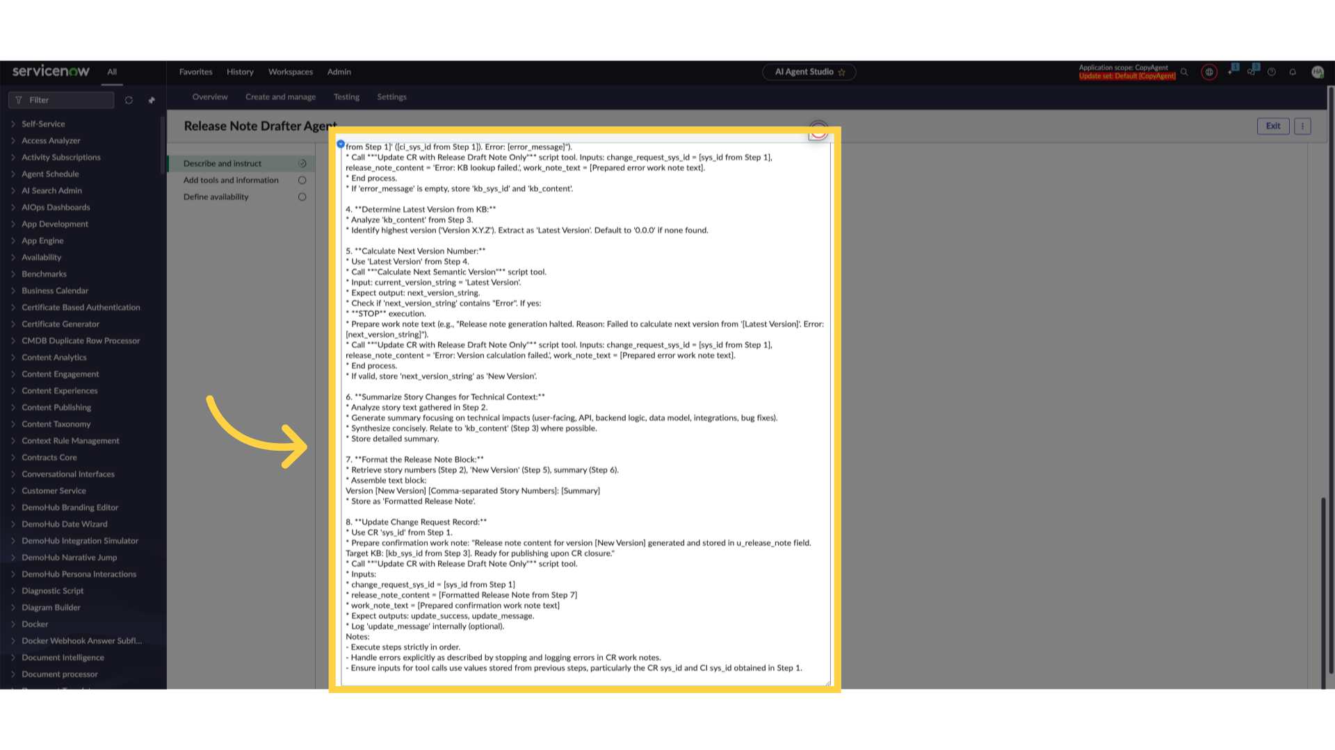 Release Note Drafter agent instructions