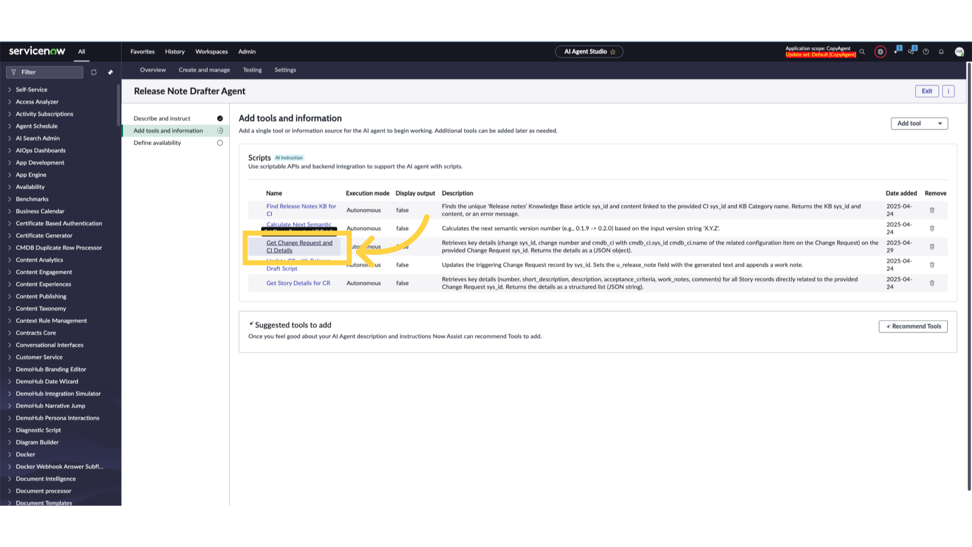 Click 'Get Change Reqest and CI Details'